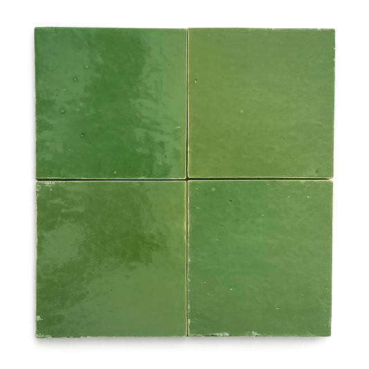 Zellige Marocain - 10x10 - Vert - Amande - (0,5m²) - Réf 013