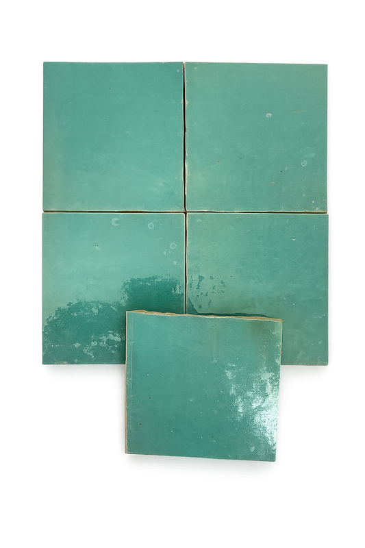 Zellige Marocain - 10x10 - Vert Clair -(0,5m²) Réf 012