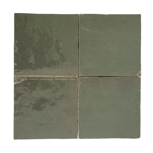 Zellige Marocain - 10x10 - Vert eucalyptus -(0,5m²) - Réf 020