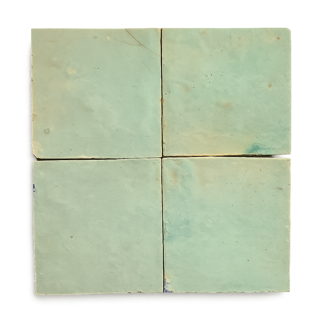 Zellige Marocain - 10x10 - Vert - Iceberg  - (0,5m²) - Réf 015