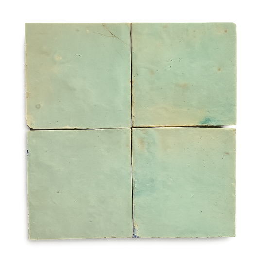 Zellige Marocain - 10x10 - Vert - Iceberg  - (0,5m²) - Réf 015
