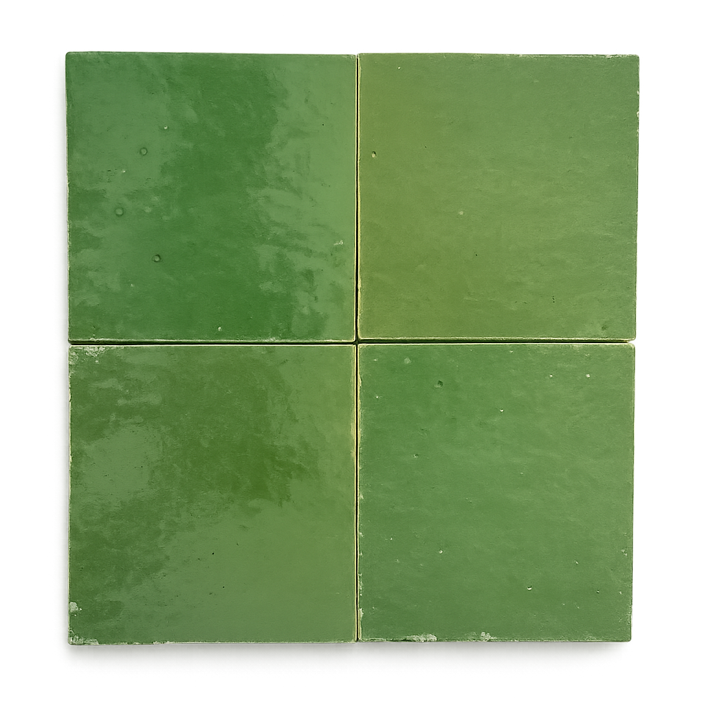 Zellige Marocain - 10x10 - Vert - Amande - (0,5m²) - Réf 013