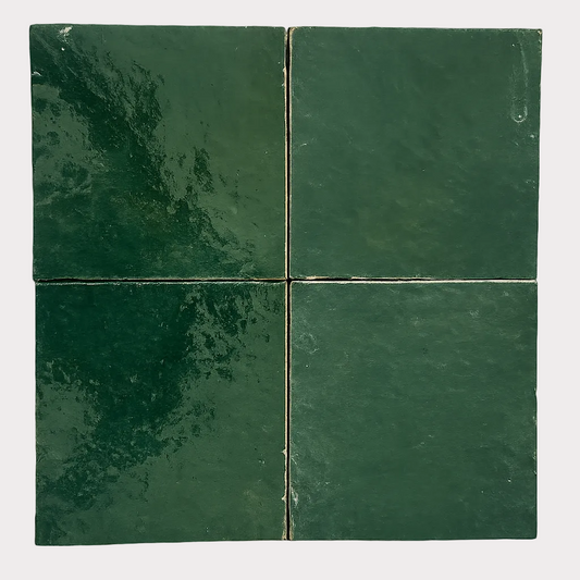 Zellige Marocain - 10x10 - Vert Menthe  -(0,5m²) Réf 011