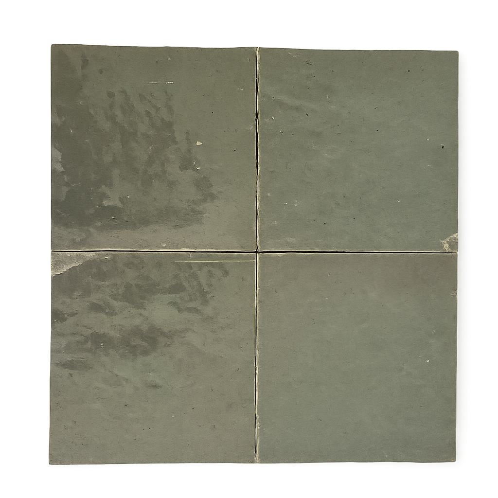 Zellige Marocain - 10x10 - Gris - " Eucalyptus " -(0,5m²) - Réf 025