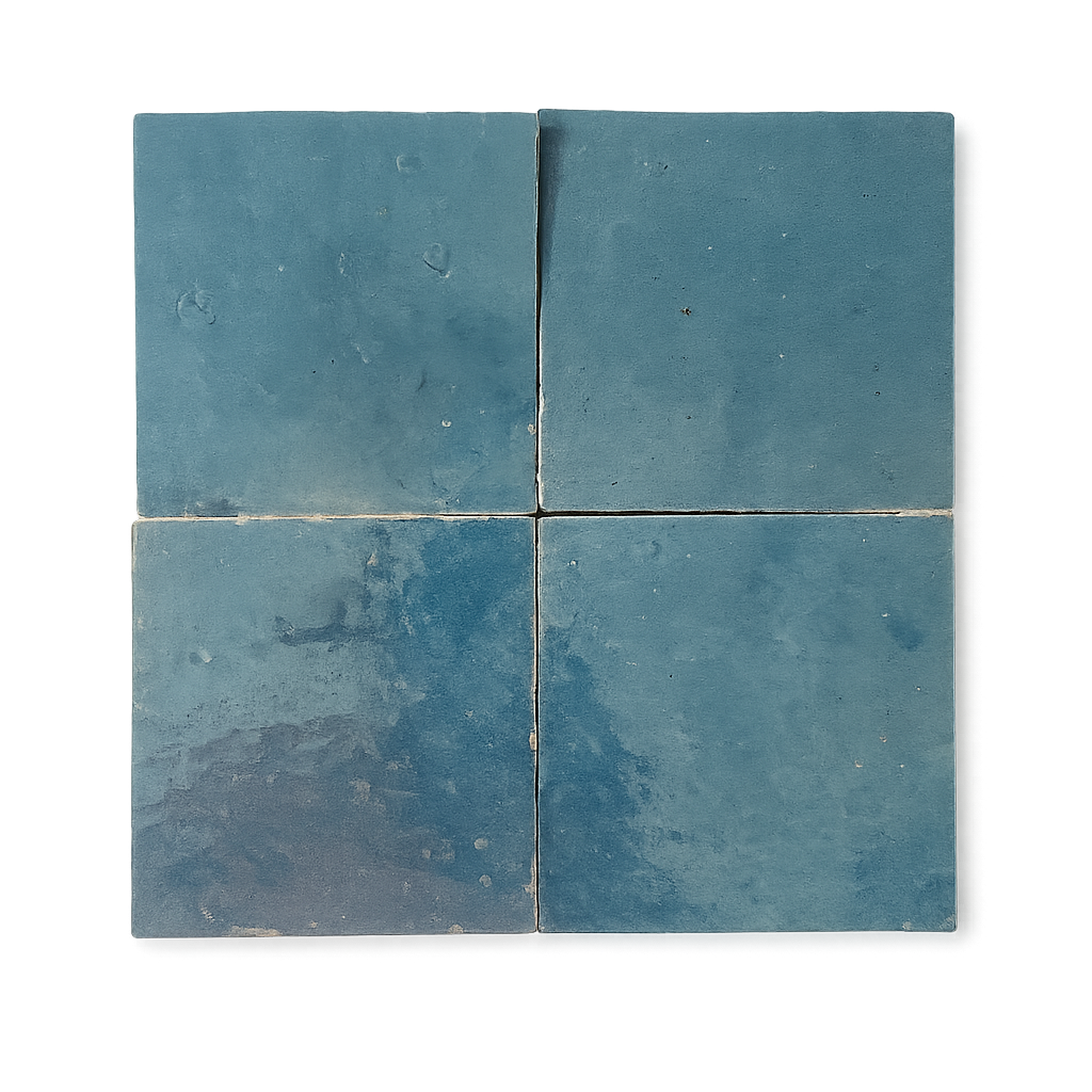 Zellige Marocain - 10x10 - Bleu - " Océan " -(0,5m²) - Réf 017