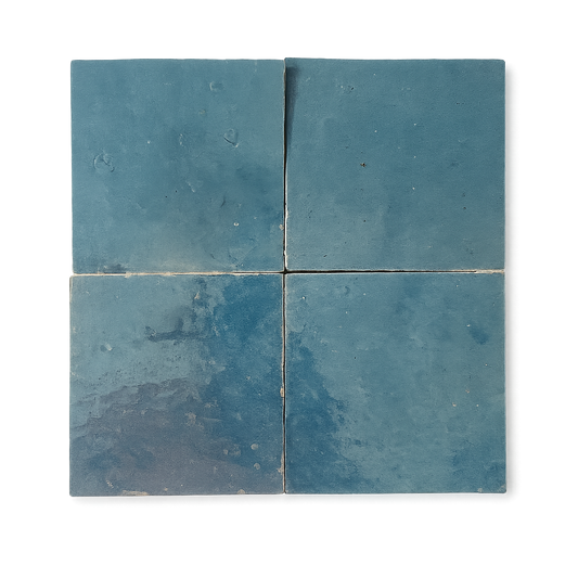 Zellige Marocain - 10x10 - Bleu - " Océan " -(0,5m²) - Réf 017