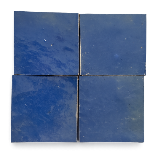 Zellige Marocain - 10x10 - Bleu - "  Saphir" -(0,5m²) - Réf 023