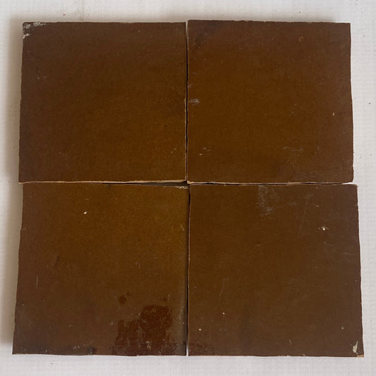 Zellige Marocain - 10x10 - Marron foncé- "Chocolat de Zagora" -(0,5m²) - Réf 007