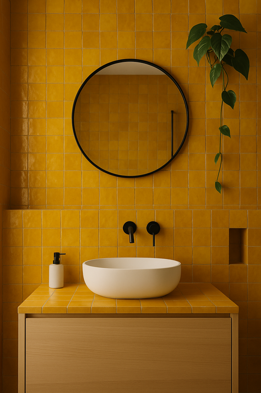 Zellige Marocain - 10x10 - Jaune - " Safran de Taliouine " -(0,5m²) - Réf 029