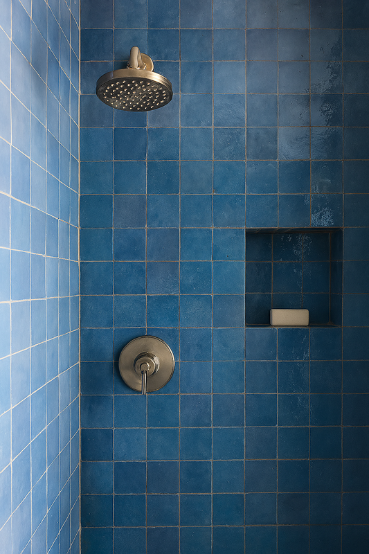 Zellige Marocain - 10x10 - Bleu - " Mogador " -(0,5m²) - Réf 003