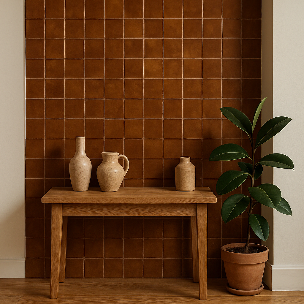 Zellige Marocain - 10x10 - Marron - Cannelle d’Atlas -(0,5m²) Réf 008