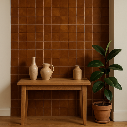Zellige Marocain - 10x10 - Marron - Cannelle d’Atlas -(0,5m²) Réf 008