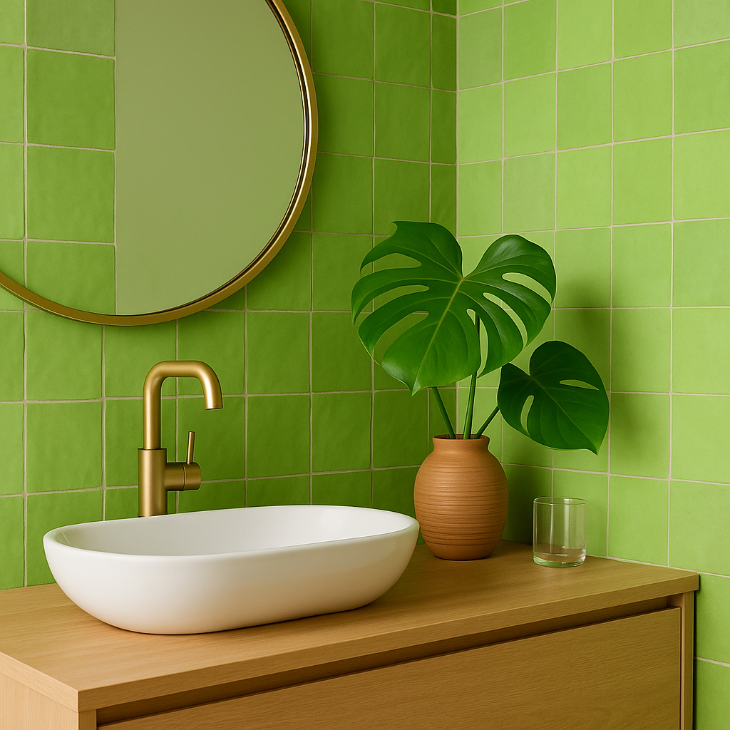 Zellige Marocain - 10x10 - Vert - Amande - (0,5m²) - Réf 013
