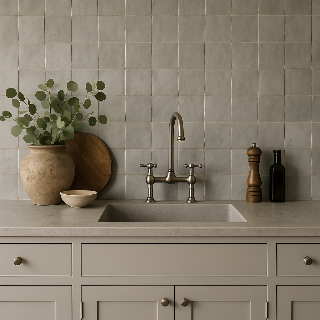 Zellige Marocain - 10x10 - Gris - " Clair " -(0,5m²) - Réf 018