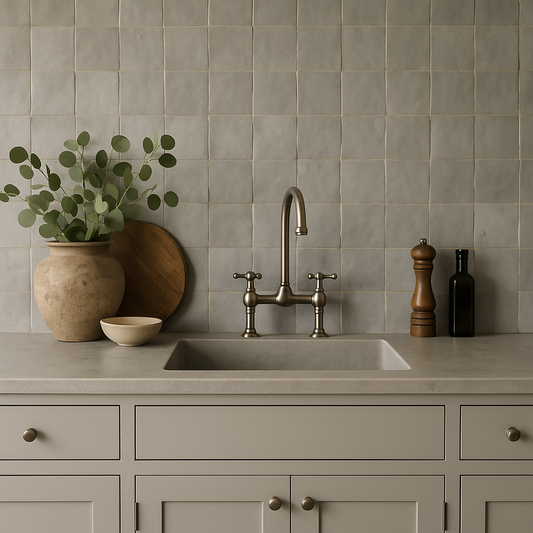 Zellige Marocain - 10x10 - Gris - " Clair " -(0,5m²) - Réf 018