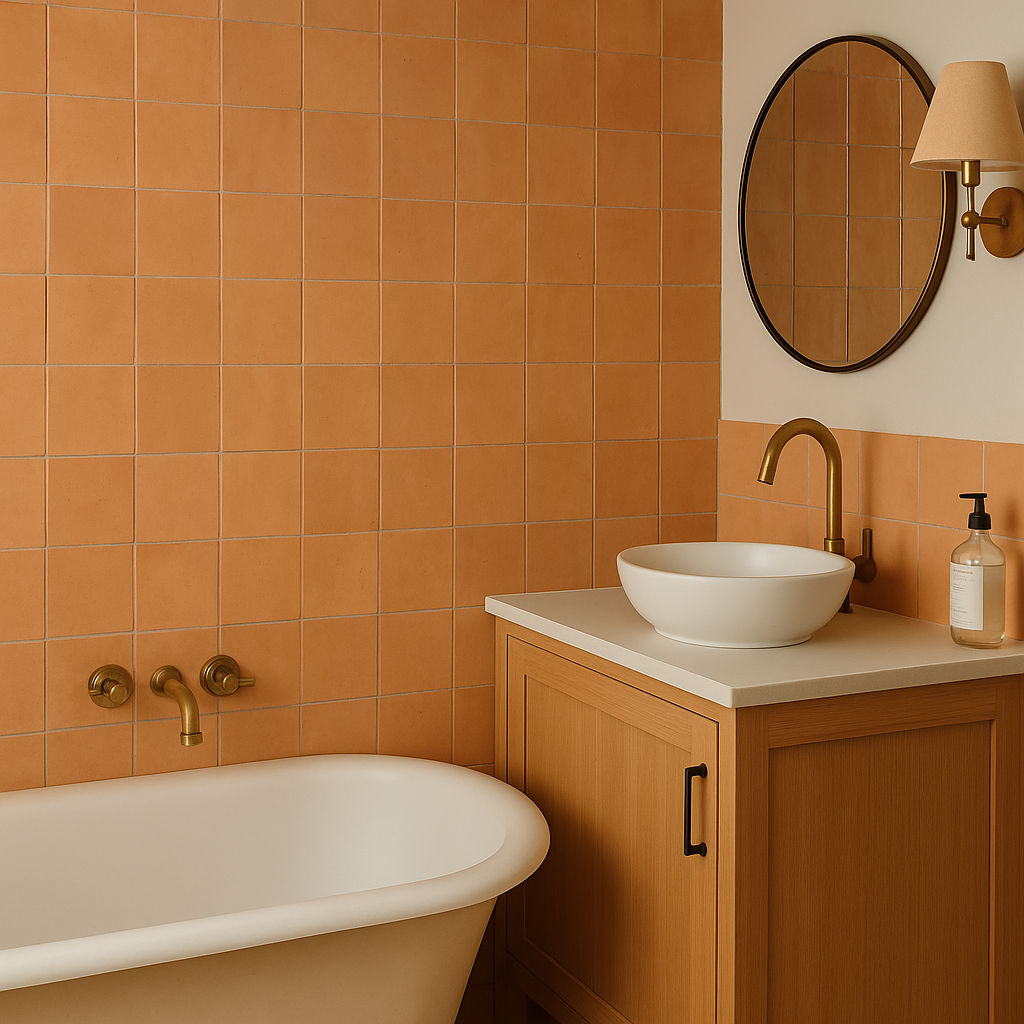 Zellige Marocain - 10x10 - Orange - " Orange brûlé " -(0,5m²) - Réf 027