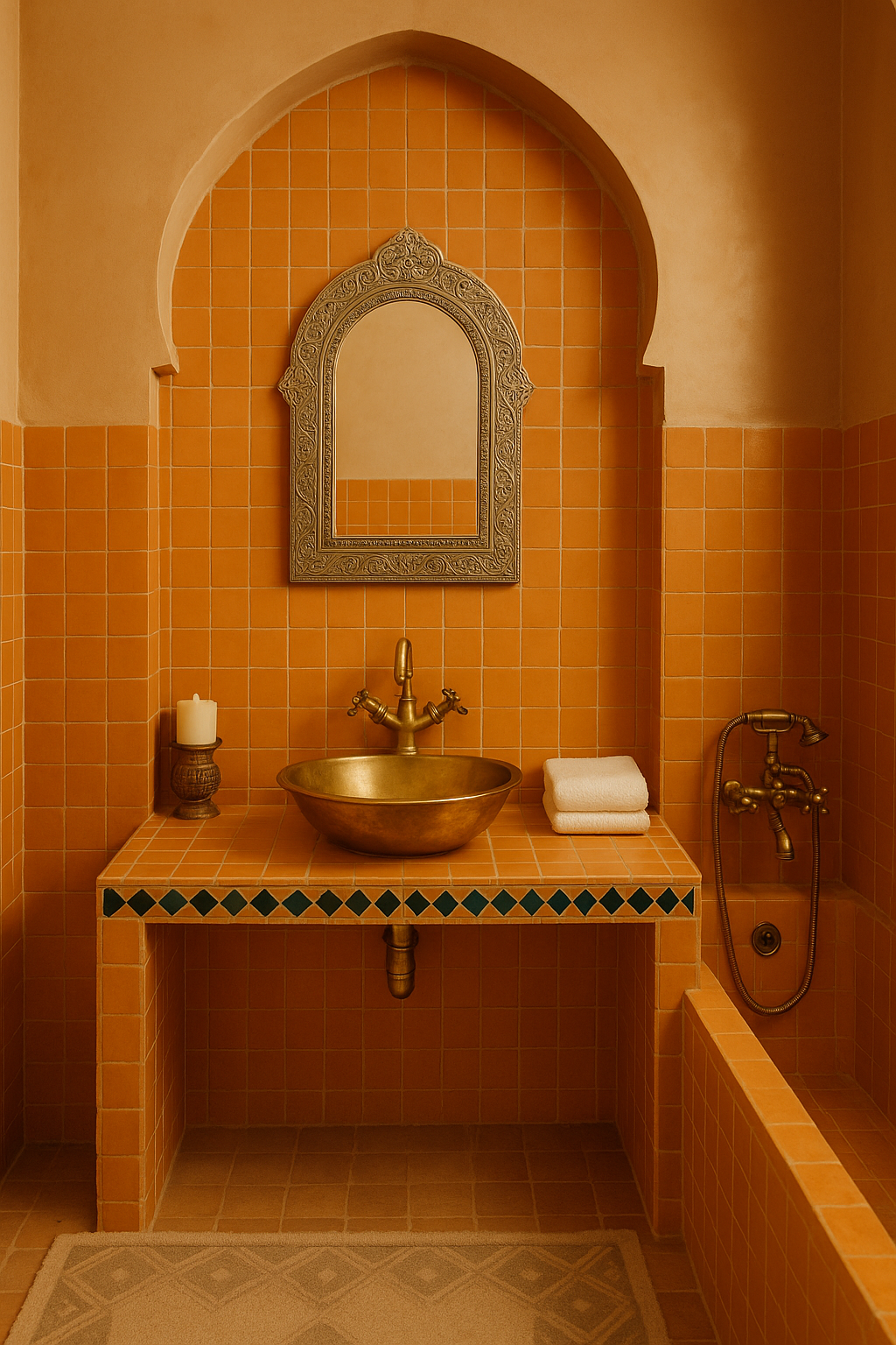 Zellige Marocain - 10x10 - Orange - " Orange Pétillant " -(0,5m²) - Réf 028