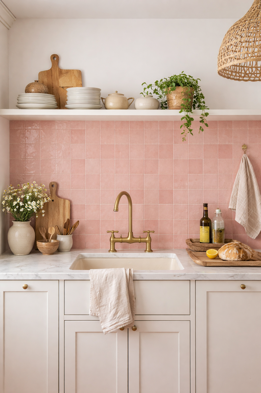 zellige, zellige marocain, carrelage marocain, zellige rose, zellige pink, zellige 10x10, carrelage artisanal, fait main, salle de bain, cuisine, crédence, hammam, Fès, décoration marocaine