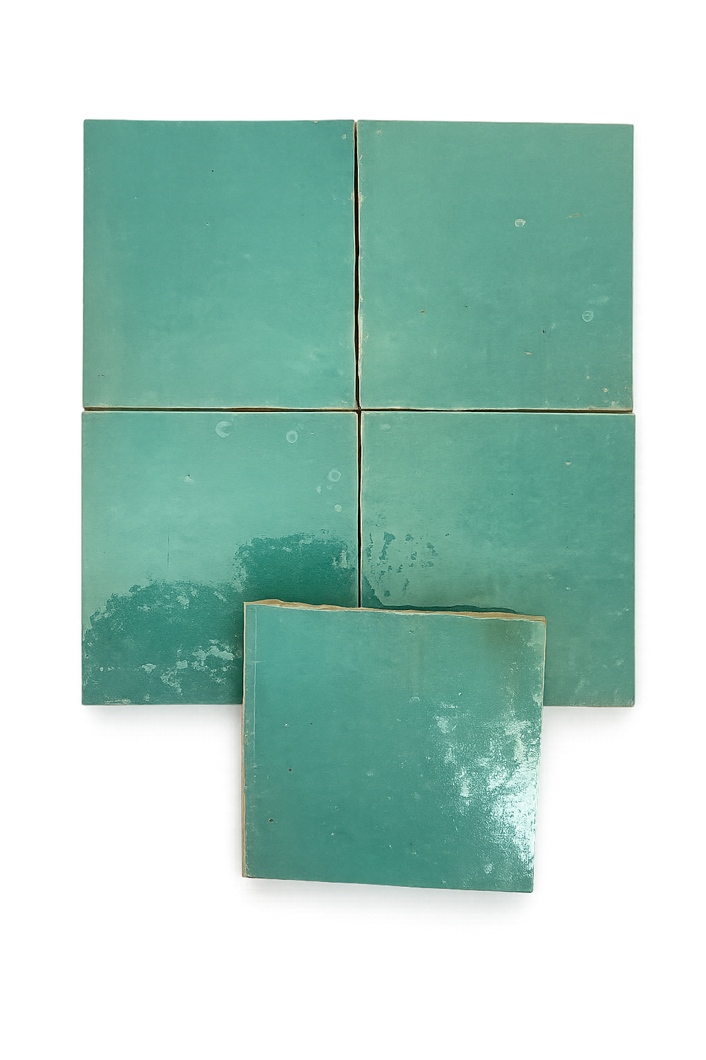 Zellige Marocain - 10x10 - Vert Clair  -(0,5m²) Réf 012