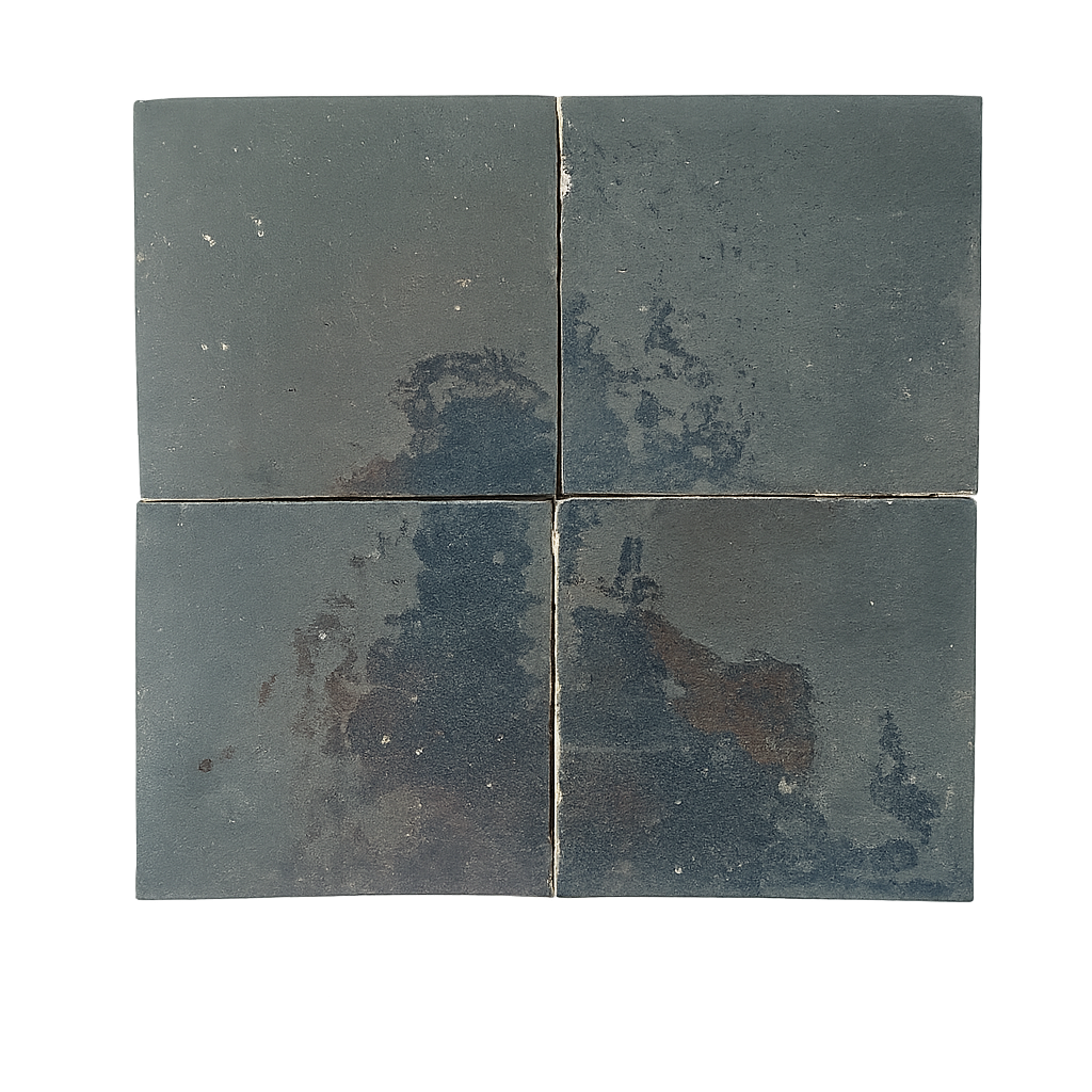 Zellige Marocain - 10x10 - Bleu-gris émallé -(0,5m²) - Réf 021