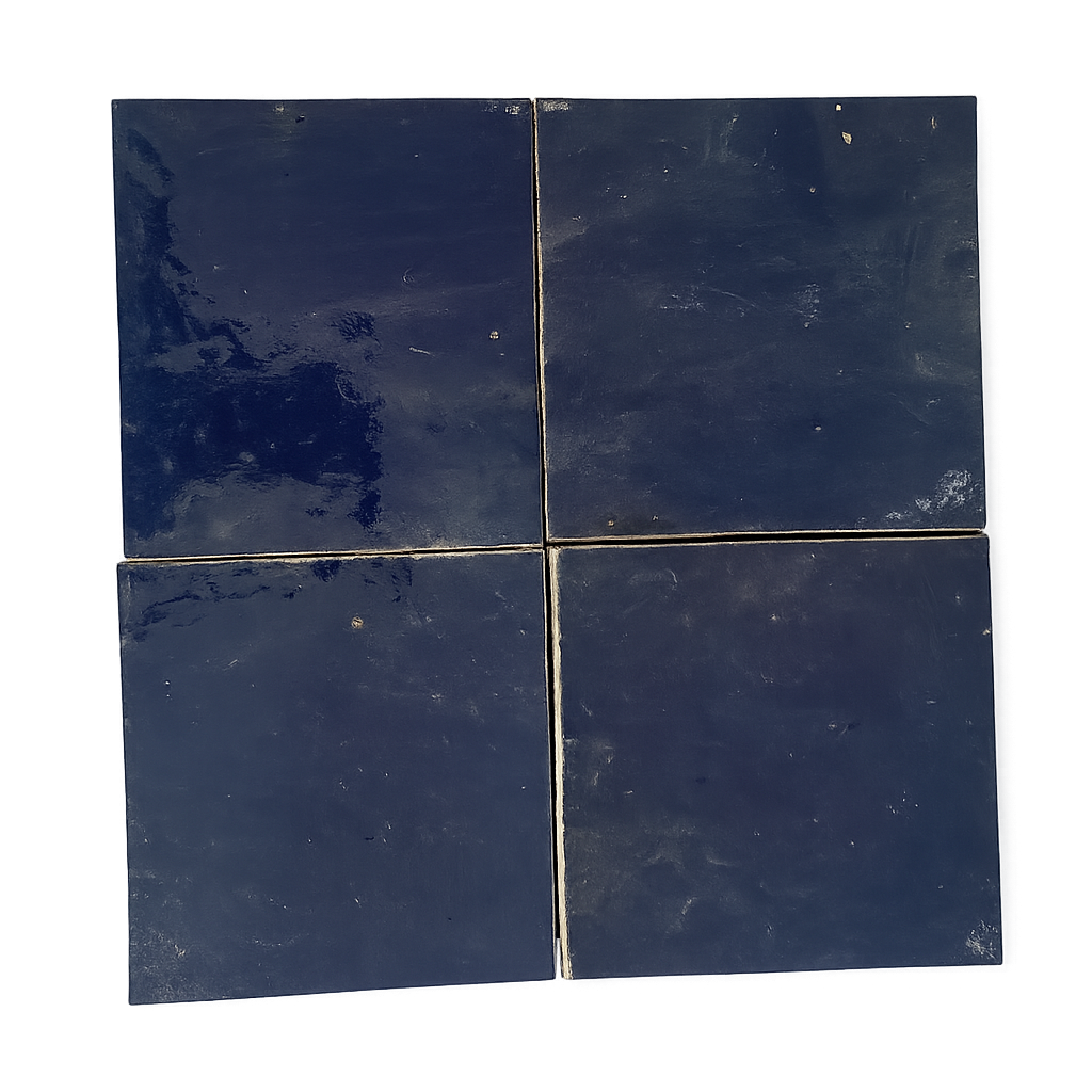 Zellige Marocain - 10x10 - Bleu - " Bleu nuit " -(0,5m²) - Réf 024
