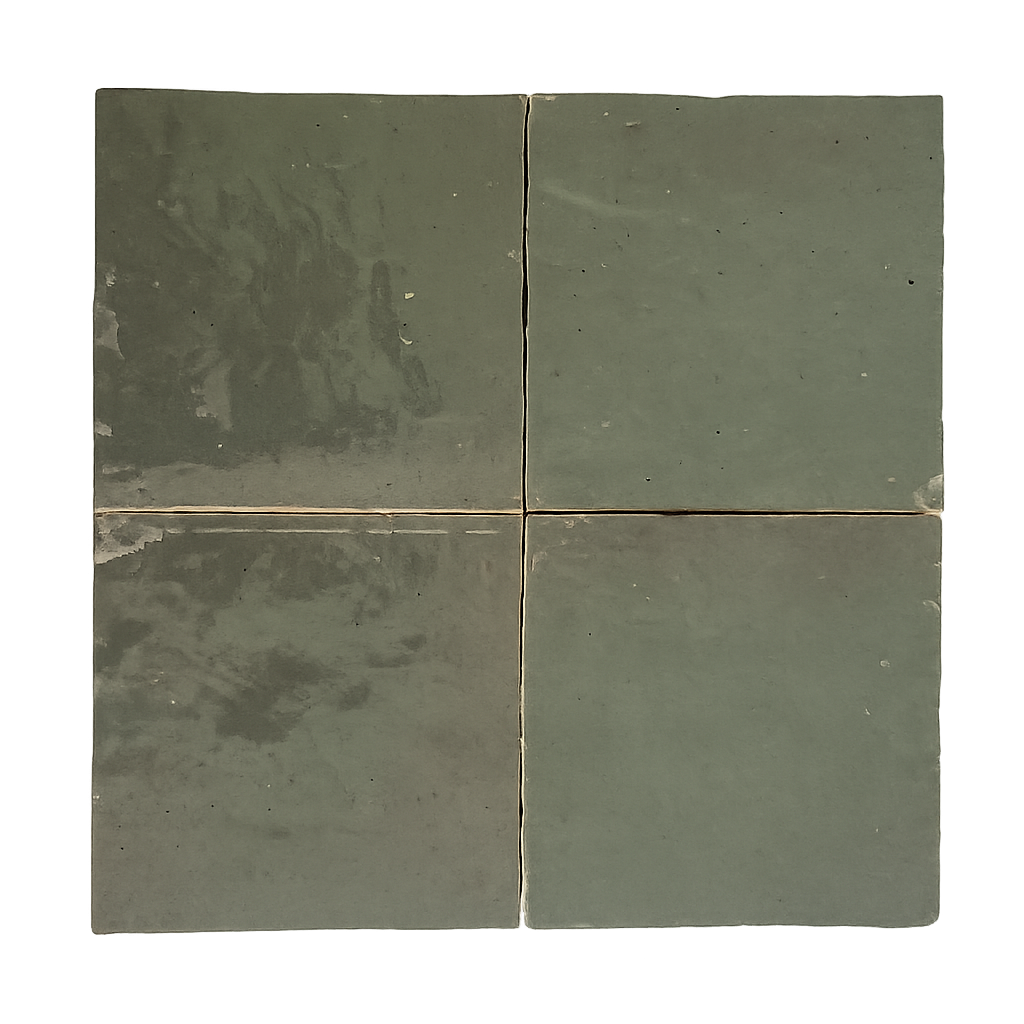 Zellige Marocain - 10x10 - Vert eucalyptus  -(0,5m²) - Réf 020