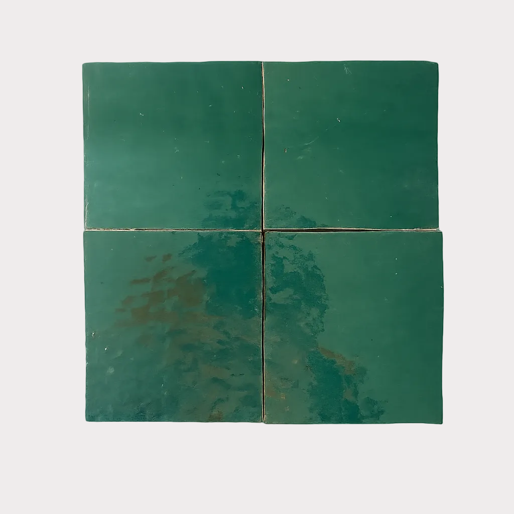 Zellige Marocain Vert Émeraude – 10x10 cm (0,5 m²) – Réf 010