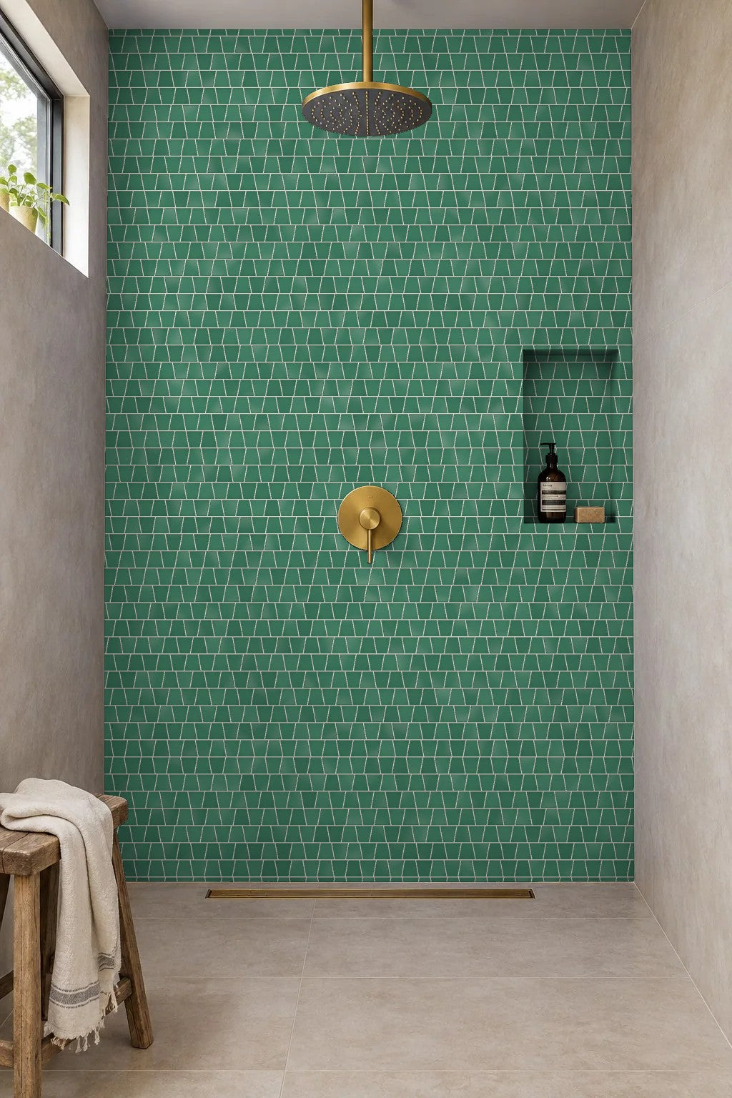 Mosaique Trapèze sur plaque - 32,5 x 30 cm - Vert Clair - Réf 212