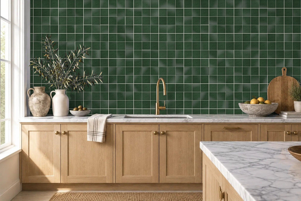 Zellige Marocain - 10x10 - Vert Menthe  -(0,5m²) Réf 011