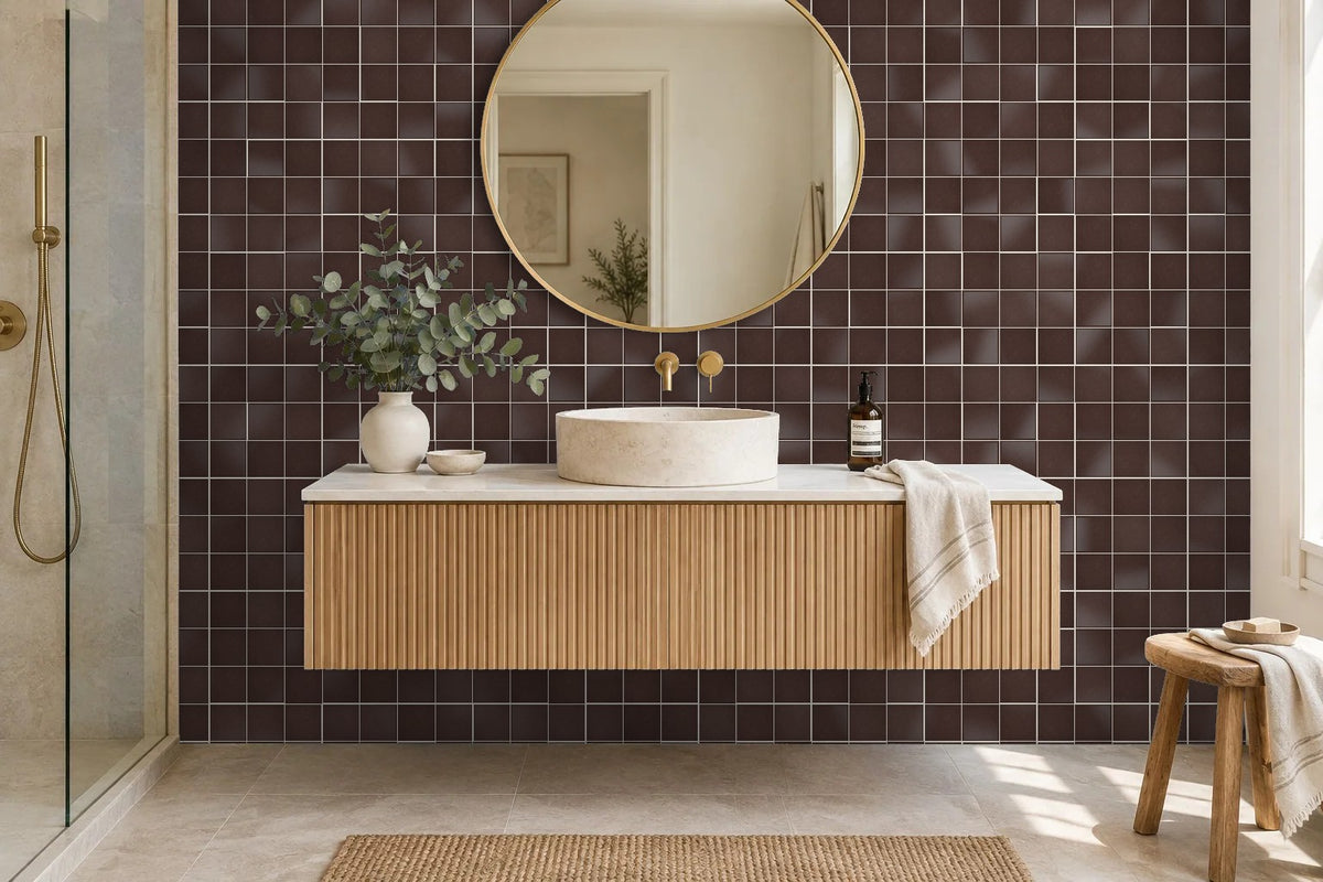 Zellige Marocain - 10x10 -  Prune  aubergine  (0,5m²) - Réf 036